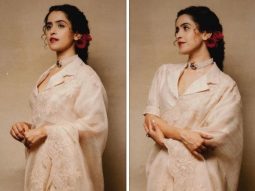 Sanya Malhotra epitomizes ethereal grace in an ivory saree with roses adorning her hair for Sam Bahadur trailer launch