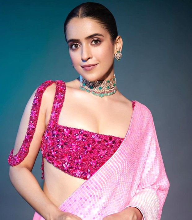 Sanya Malhotra turns into a desi festive barbie wearing a pink sequin Manish Malhotra saree