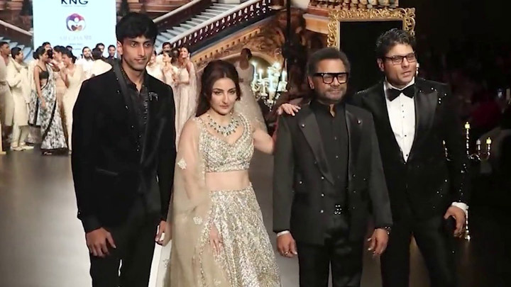 Soha Ali Khan and Anees Bazmee walk the ramp for Riyaz Gangji’s Libas at Bombay Times Fashion Week 2023