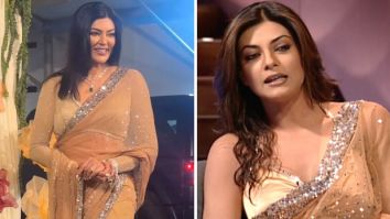 Sushmita Sen champions sustainable fashion as she recycles her gold saree at Shilpa Shetty’s Diwali bash; see pics
