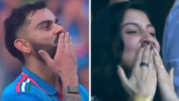 Virat Kohli exchanges flying kisses with Anushka Sharma after his historic 50th ODI century in World Cup 2023 semi-finals; she calls him “god’s child”