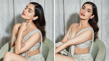 Manushi Chhillar is a sparkly delight this festive season in her silver saree with a slit