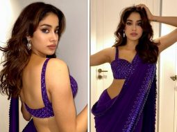 Janhvi Kapoor spreads her festive cheer in stunning purple Arpita Mehta saree worth Rs. 95k