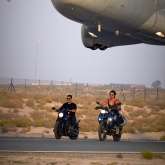 Akshay Kumar and Tiger Shroff adrenaline-packed bike sequence with a flying aircraft flies over them in behind-the-scenes of Bade Miyan Chote Miyan