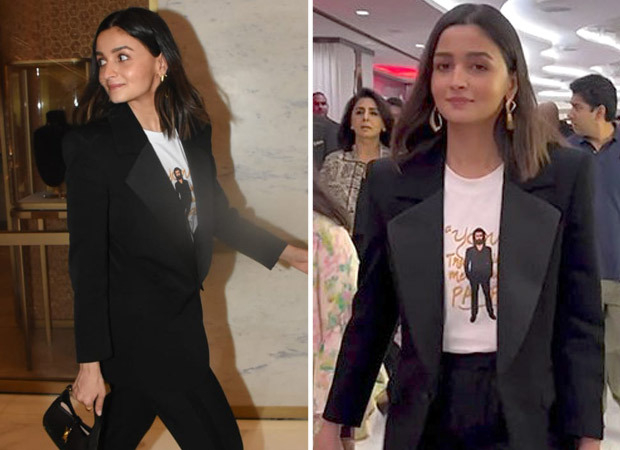 Alia Bhatt graces Animal screening in style; sports customized T-shirt featuring Ranbir Kapoor's character