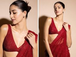 Ananya Panday is spicing things up this festive season in red saree by Ritika Mirchandani