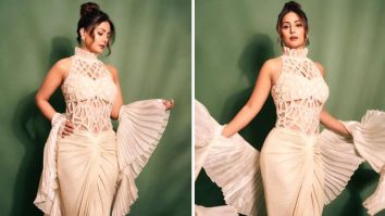 Hina Khan showcased her glamorous side in a breath-taking ivory gown, exuding sheer elegance