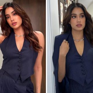 Janhvi Kapoor redefines power dressing in a chic blue pinstriped pant-suit, exuding confidence and style