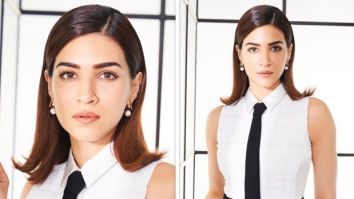 Kriti Sanon slays the style game in a chic white collared top paired with a sleek black slit skirt