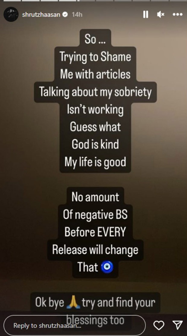 Salaar actress Shruti Haasan hits back at trolls post advocating sobriety 