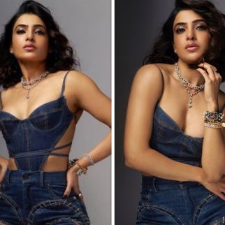 Samantha Ruth Prabhu effortlessly rocks the denim-on-denim trend, pairing a chic corset-style top with trendy baggy jeans