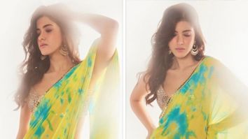 Shanaya Kapoor radiates Bollywood glam in a yellow tie and dye saree, channeling the elegance of Rani Chatterjee