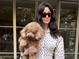 Giorgia Andriani poses for paps with her furry baby!
