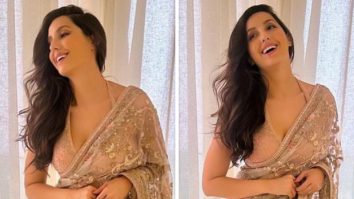 Nora Fatehi in beige saree by Shymal & Bhumika is all things beautiful and stunning