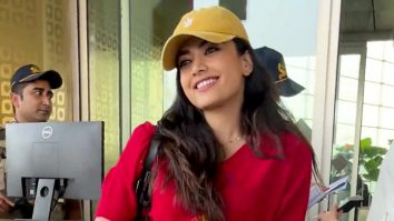 Rashmika Mandanna looks absolutely cute in a red tshirt and denim