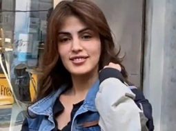 Rhea Chakraborty strikes a pose for paps post salon session