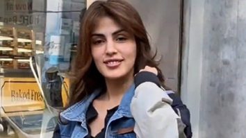 Rhea Chakraborty strikes a pose for paps post salon session