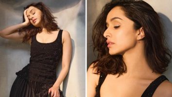 Shraddha Kapoor makes a strong case of all black in an embellished top with a pleated skirt