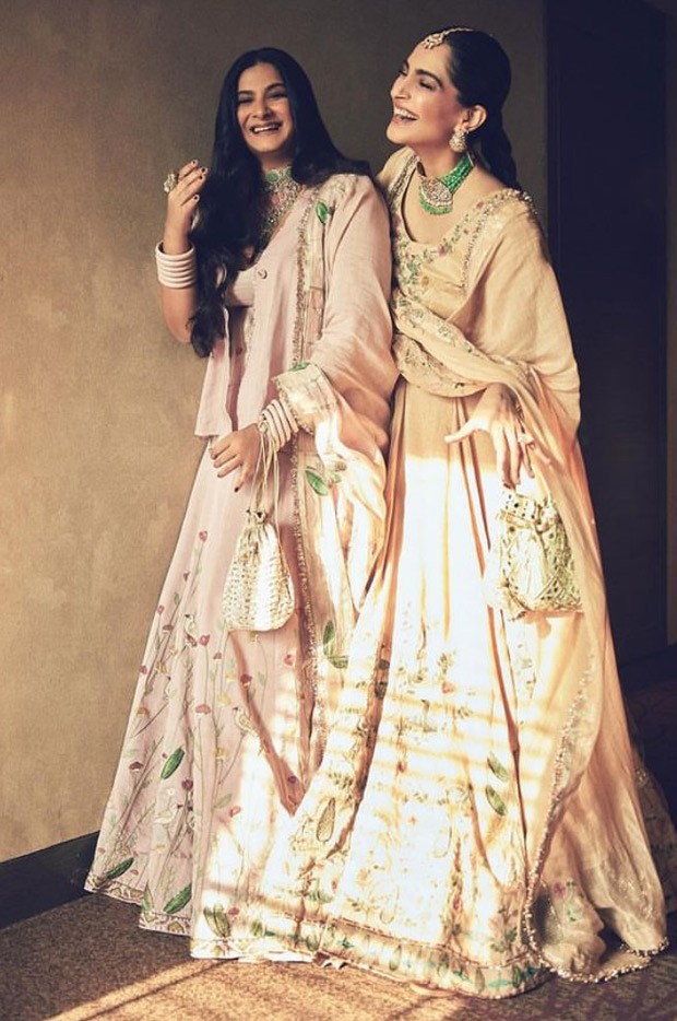 Sonam and Rhea Kapoor steal the show during the wedding festivities with their stunning ethnic costumes