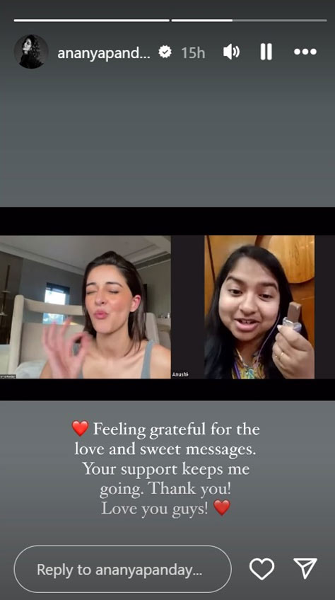 Ananya Panday extends gratitude with digital meet and greet session for fans; says, “Your support keeps me going”