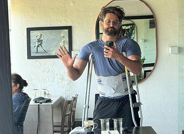 Hrithik Roshan pens thoughtful note on "Male strength" after an injury; poses in crutches