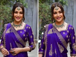 Madhuri Dixit gracefully rekindles nostalgia in her iconic purple saree from Hum Aapke Hain Koun