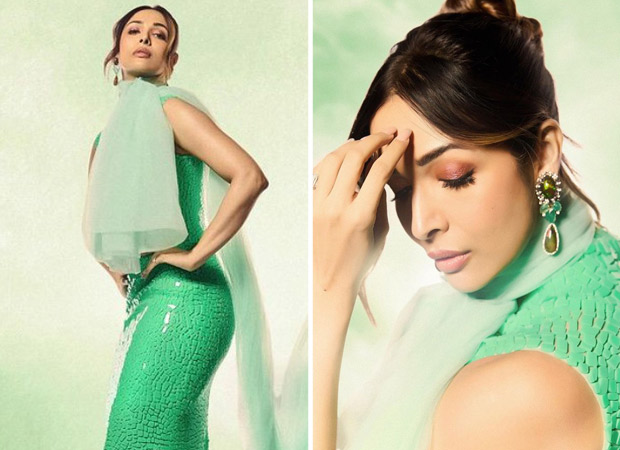 melani the label green dress Malaika Arora Women Floral Embroidered Regular Kurta with Trousers & W  Inddus.in main image 0
