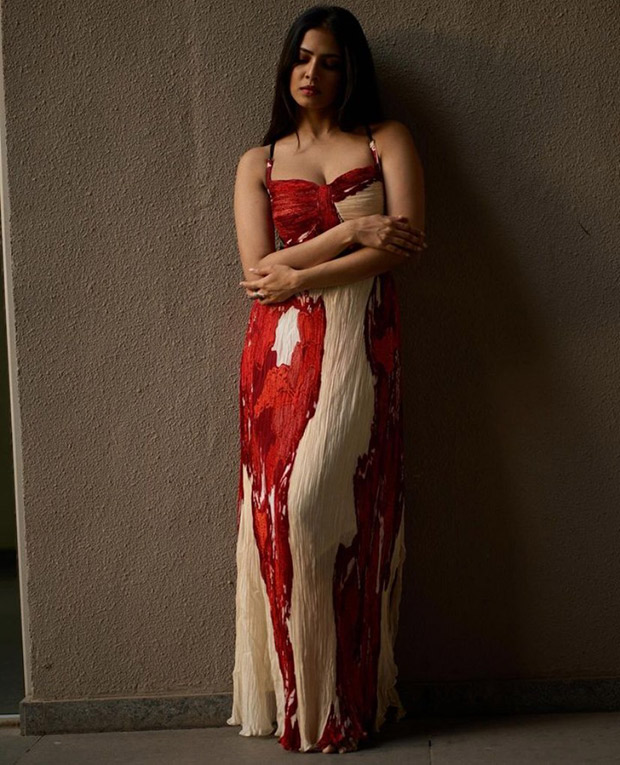 Malavika Mohanan is a sight to behold in red & white Saaksha & Kinni maxi dress