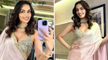 Manushi Chhillar all dolled up in a blush pink saree for Operation Valentine promotions is all the ethnic inspiration we need