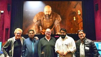 Mohanlal watches Barroz at Sony Studios in Hollywood with music composer Mark Kilian and theatre actor Jonathan Miller, see pic