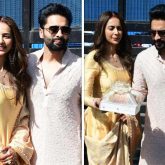 Newlyweds Rakul Preet Singh and Jackky Bhagnani distribute sweets to media after returning to Mumbai