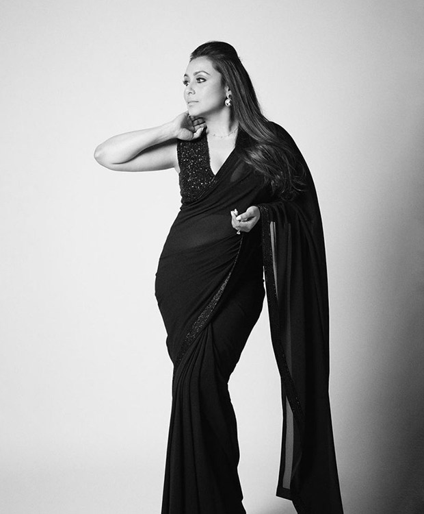 Rani Mukerji showcased her ethnic fashion sensibilities in a gorgeous black shimmery saree at Dadasaheb Phalke International Film Festival Awards