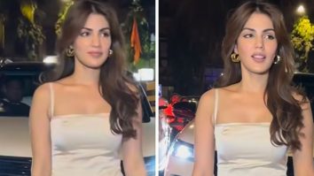 Rhea Chakraborty makes luxe statement in Louis Vuitton Sandwich bag worth Rs.2.8 Lakh at Neha Dhupia’s house party