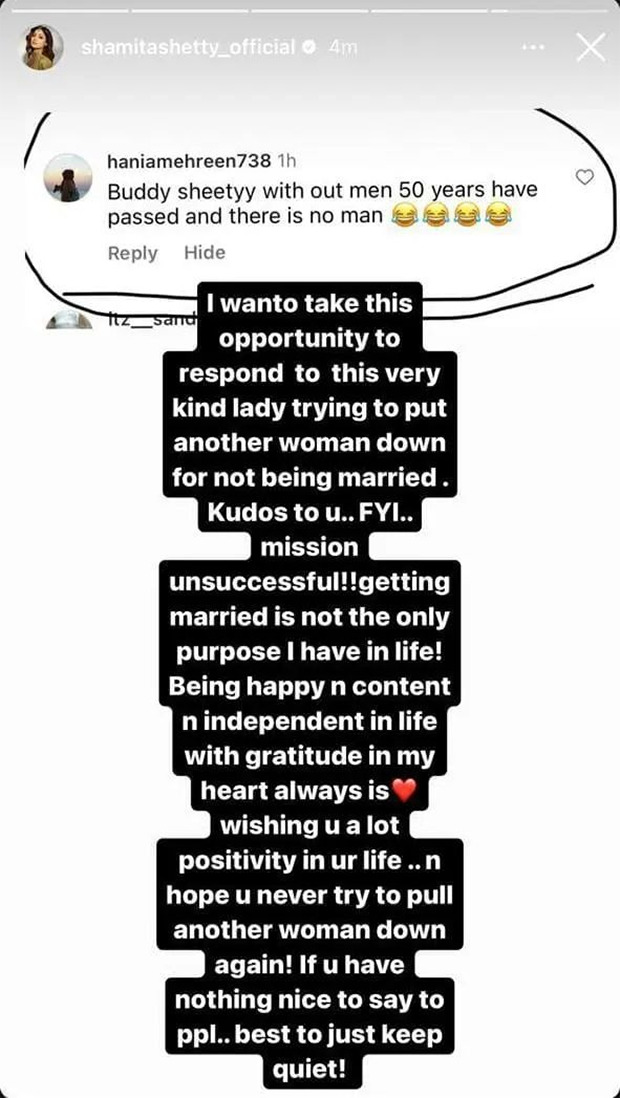 Shamita Shetty CLAPS BACK at troll commenting on her marital status: “Just keep quiet”