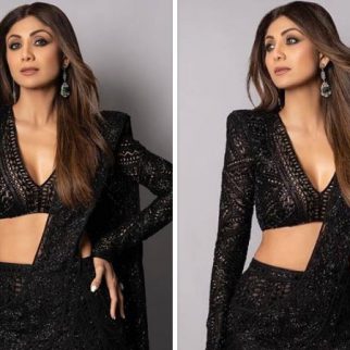 Shilpa Shetty donned a pre-stitched saree with a stylish slit cut for Rakul Preet Singh's sangeet, and her look is incredibly trendy