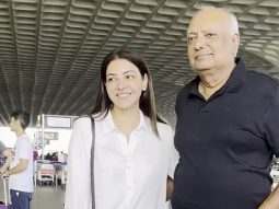 Father-daughter duo! Kajal Aggarwal strikes a pose with her dad at the airport