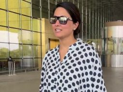 Hina Khan sports an oversized polka dot shirt at the airport