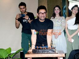 Photos: Aamir Khan cuts the cake with media on his birthday