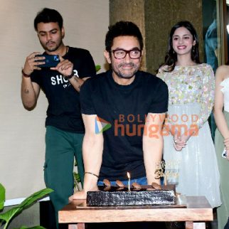 Photos: Aamir Khan cuts the cake with media on his birthday
