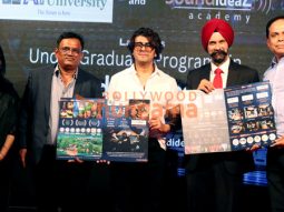 Singer Sonu Nigam, Prof Tarundeep Singh Anand, Dr Pramod Chandorkar with others at the launch of an AI – embedded Sound and Music Degree Programme by Universal AI University and SoundideaZ Academy