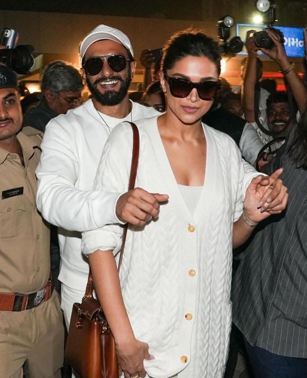 Pregnant Deepika Padukone stuns in a white maxi dress and Rs. 1.9 lakh Max Mara cardigan at the airport with Ranveer Singh, see pics