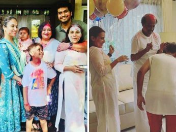 Rajinikanth enjoys Holi with daughters and grandkids Rajinikanth enjoys Holi with daughters and grandkids