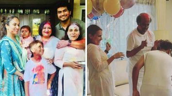 Rajinikanth enjoys Holi with daughters and grandkids