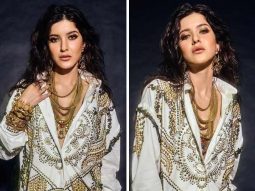 Shanaya Kapoor takes on the ramp in Anamika Khanna white shirt dress adorned with golden embellishments at Lakme Fashion Week 2024