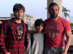 Sohail Khan poses with his kids as he gets clicked at the airport