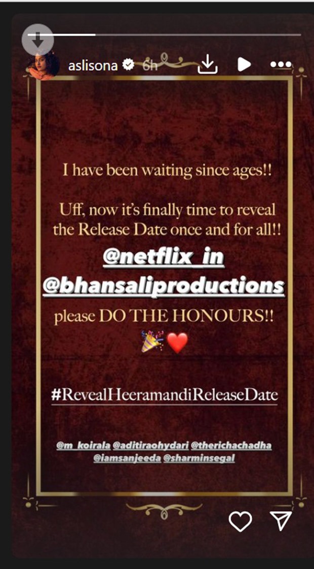 Sonakshi Sinha raises excitement for the release date of Heeramandi: The Diamond Bazaar 