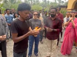 Sunny Leone begins shooting for her upcoming Malayalam film, attends muhurat puja
