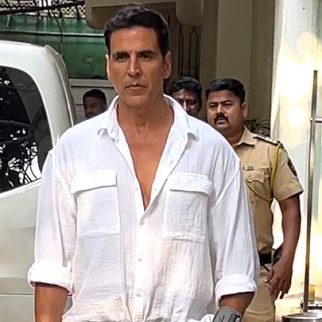 Akshay Kumar poses for paps in a white shirt as he gets clicked