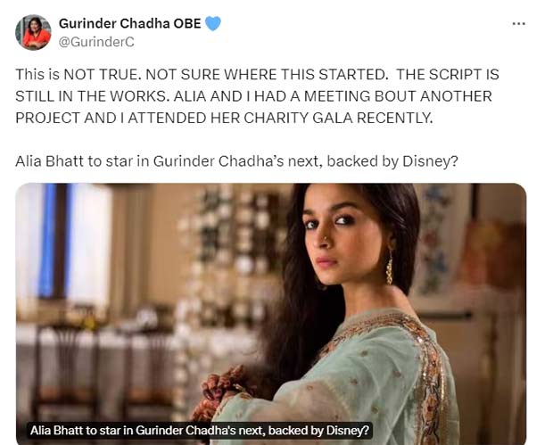 Gurinder Chadha CLARIFIES Alia Bhatt’s casting in Disney princess musical: “This is not true”