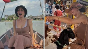 Jacqueline Fernandez enjoys the floating boat market in Pattaya, plays with baby goats, see photos and videos